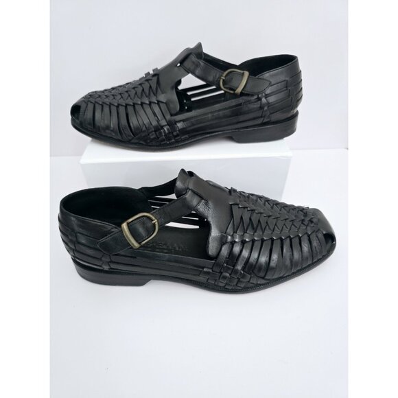 Cole Haan Huaraches Fisherman Leather Black Buckle Sandals Mens Shoes 10 D main image 6